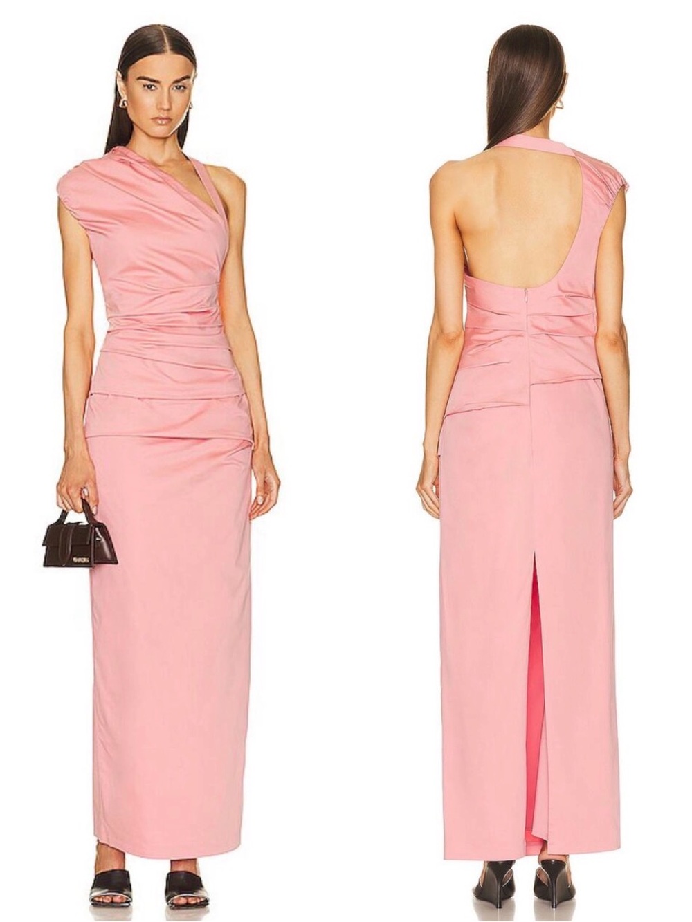 SIR The Label Giacomo Asymmetric Gathered Gown Pink Maxi Dress 0 US XS 2